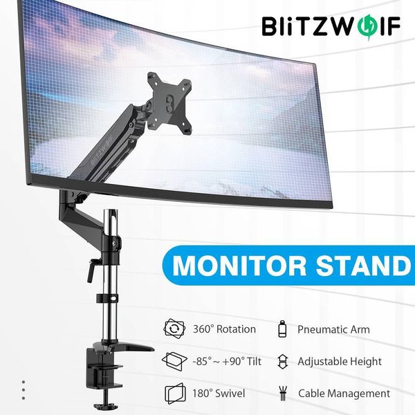 Stand Blitzwolf BWMS2 Laptop -Monitor -Ständer Halterung 15 bis 32 Zoll LCD -LED -Monitor Halter Einstellbare Höhe Pneumatische Armlast 28 kg