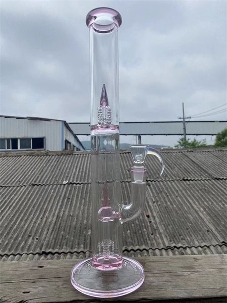 Bong estilo fumando cachimbo de água de água de cor rosa de 18 mm adicione uma tigela branca secreta, 4 braços treecycler a 4 inv Splash