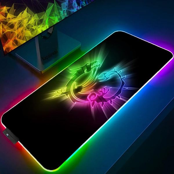 Коврики Коврик для мыши RGB Игровые аксессуары Компьютерный большой коврик для мыши 900x400 Геймерский резиновый ковер с подсветкой Play CS GO LOL Настольный коврик MSI