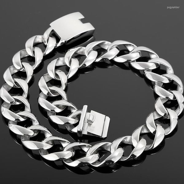 Ketten Polierter Edelstahl-Choker Big Chunky Miami Cuban Link Chain Halskette für Männer 24 mm um den Hals Schmuck Großhandel