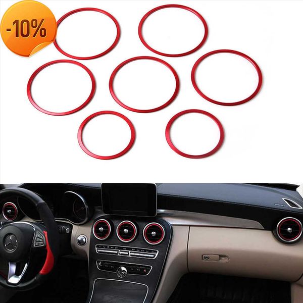 Novo 7PCS Auto Car Countioner Sentt Setlet Sticker Decoração Tampa do botão de anel para Mercedes Benz C Classe W205 GLC 2015-2018