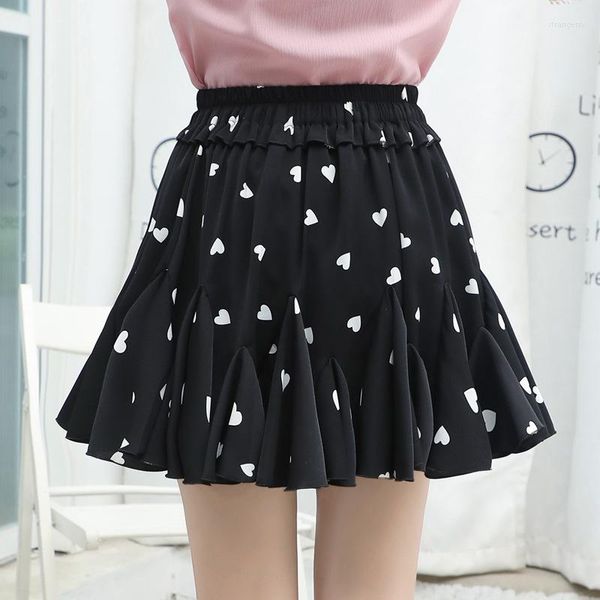 Юбка черная мини -печать юбка для печати Y2K уличная одежда Harajuku Chefon Плиссированная для женщин Лето 2023 г. Корейская мода Женщины Тренды