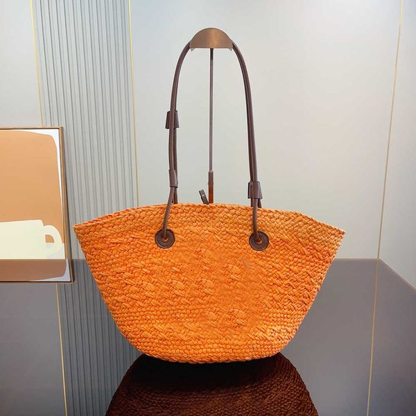 Straw LE Strandtasche, hohe Kapazität, Einkaufstaschen, Schultertaschen, Designer-Handtaschen, einfarbig, Stricken, Häkeln, Stickerei, lässige Tragetasche, Blumenmuster, modische Damen-Geldbörse