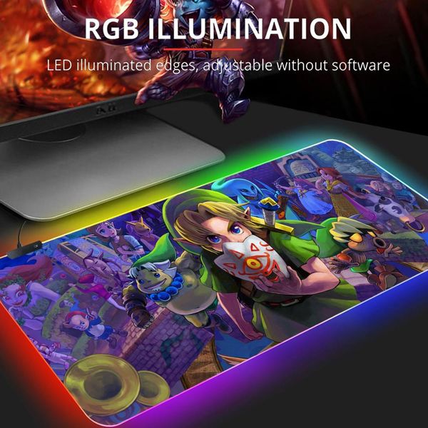 Ruht Zeldas Of Legends Mauspad RGB Matte Gaming Zubehör Gamer Tastatur Computer Schreibtisch Mause Ped LED Licht Maus Matten Xxl Mousepad