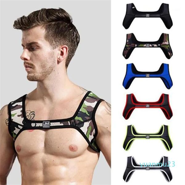 Suporte traseiro 1 PC Altações de ombro Muscle Exercício Gear de proteção Tanque sexy top gay desgaste Men039s Fitness Neoprene Harness Sport