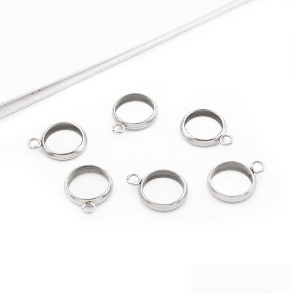 Altri 30 Pz Ciondoli In Acciaio Inossidabile 8 Mm / 10 Mm Rotondo Vassoio Vuoto Lunetta Ciondolo Impostazione Per Fai Da Te Orecchini Bracciale Creazione Gioielli Accessori Dhhsg