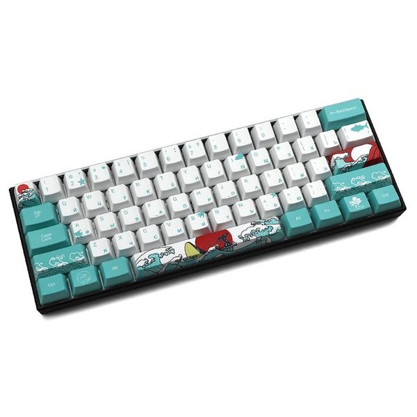 Accessori Nuovo Coreano/Russo 71 Tasti Sea Coral Ukiyoe Keycap Sublimazione della Tintura OEM Tastiera Meccanica Keycap Per GH60 XD64 DZ60 GK61 GK64