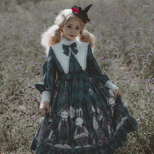 Lässige Kleider Lolita Kleid Elegant Kawaii Tierdruck Vintage Party Gothic 2023 Japanisch Harajuku Cosplay OP