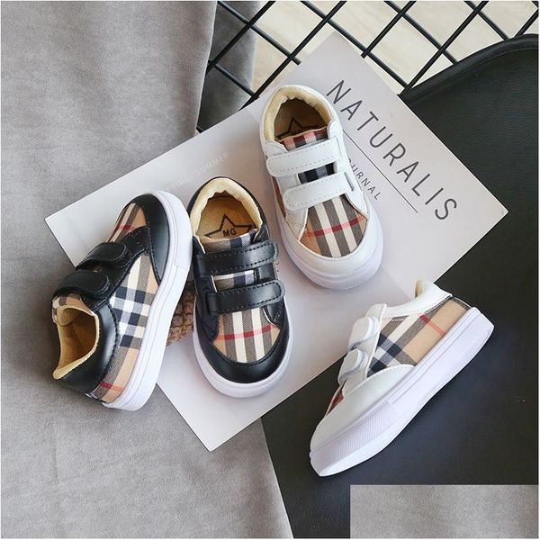 Sneakers Kids Designer Shoes Luxury Pattern Skateboard Fashion Plaid Babys First Walkers Girls Boys 2 Color Drop Delivery Baby Matern Dh3Qh