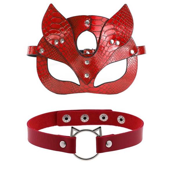 50% DI SCONTO Ribbon Factory Store Anello femminile rosso in pelle poli sexy e schiavo gatto pelle nega la maschera di carnevale