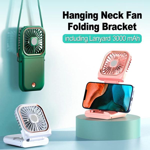 Gadgets USB Fã portátil Halter Hands Free Free Fan pendurado mini fãs de esportes Stand dobrável preguiçosa Charging mini fã para crianças