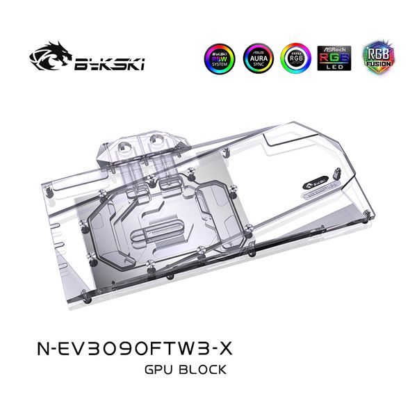 Freveling Bykski Copertura completa GPU Acqua di raffreddamento RGB Blocco RGB con piastra posteriore per EVGA RTX3080 3090 FTW3 NEV3090ftw3x