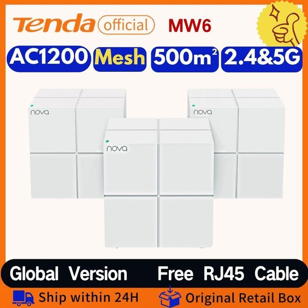 Roteadores tenda malha wifi roteador mw6 versão global wi -fi wi -fi extensor1200mbps 2.4 5 ghz banda dupla tenda gigabit wifi rota de amplificador