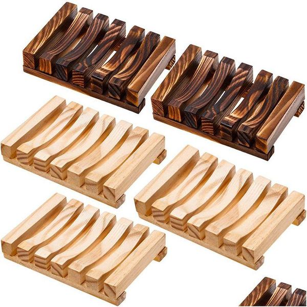 Sabão pratos de sabonete de bambu natural bandeja de bandeja de bandeja de banheira de banheiro ecofriendle rack de prato de prato de prato de prato de prato de prato em casa acessórios para banheiros de jardim dhfo2