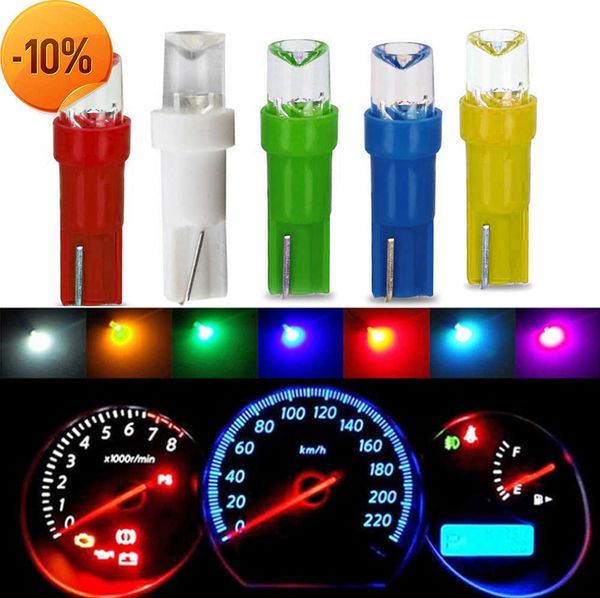 Nuovo 10pcs T5 LED Car Dash Cruscotto Luci 74 73 286 Pannello strumenti Lampada Tachimetro Wedge Lampadina laterale Lente concava Verde Bianco Blu