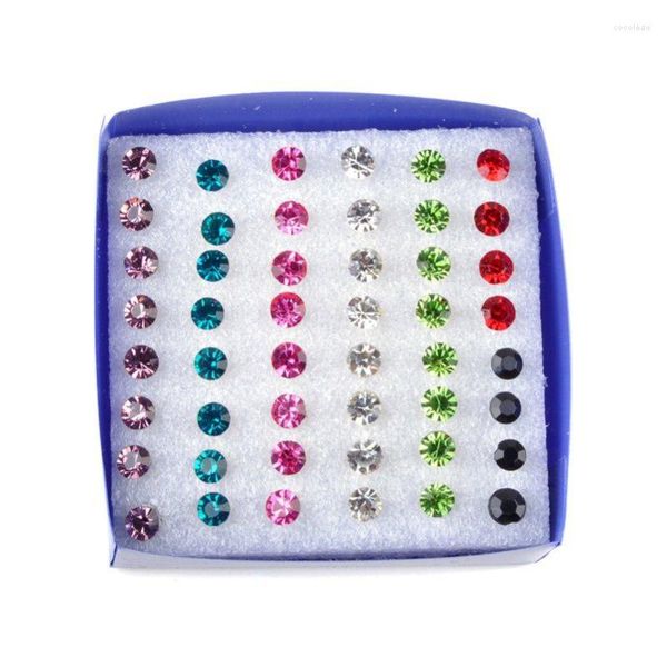 Brincos de garanhão 24Pairs/Set Multicolor Crystal Conjunto para joias de festas redondo strassm small kit de plástico Piercing Brincos