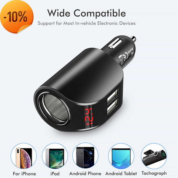 NOVO USB CARREGADOR DE CARREGEM RÁPIDO DO SPLITTER DE PORTA USB DOUSB 12V-24V Power Cigarette Charger-Carcharger para iPhone Xiaomi