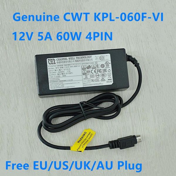 Ladegeräte echtes CWT KPL060FVI 12V 5A 4PIN 60W AC -Adapter -Ladegerät für Hikvision 7816HW 7808HW Monitor Display Netzteil Ladegerät