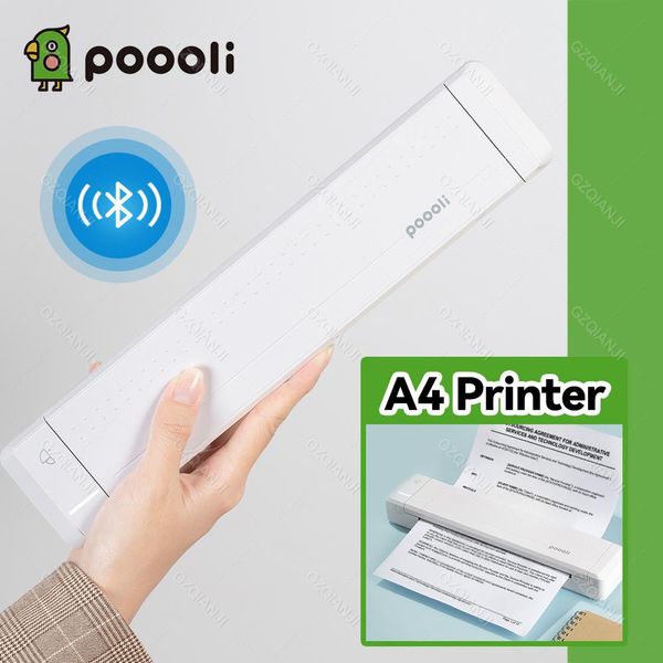 Impressoras Poooli A4 Office Home Direct Térmica Transferência Móvel Impressora Máquina de Impressora Portátil Bluetooth Máquina de Impressora 300dpi WTH Ribbon