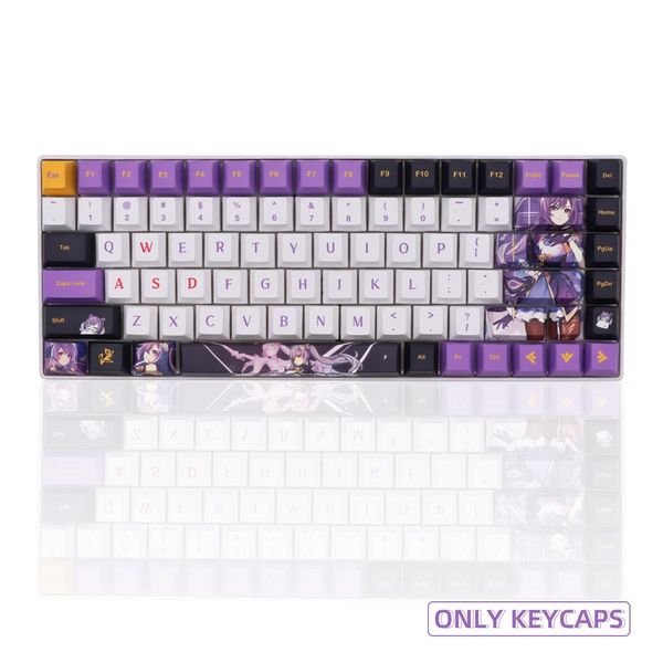 Acessórios 139 Keys Genshin Keqing Tema Keycaps Cherry Height Game Theme PBT Cosplay Keycaps para Caps de teclado mecânico Anime Chaps