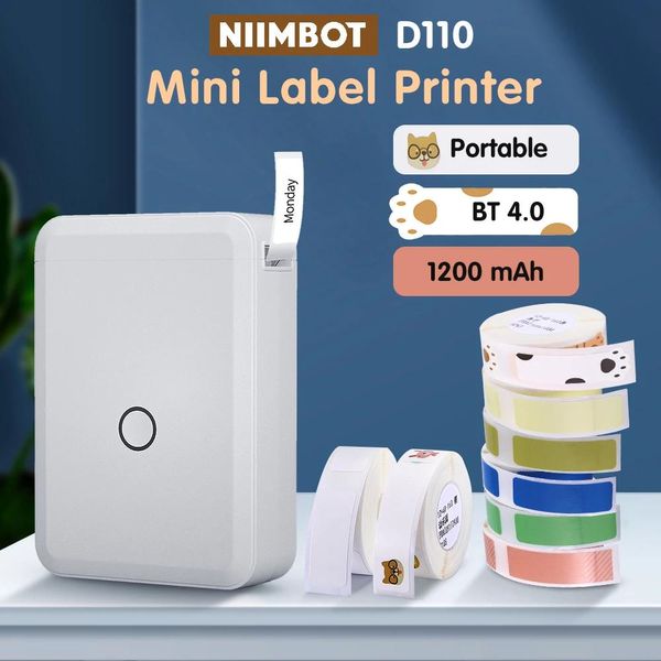 Stampanti NIIMBOT D110 Mini Maker Portable Stampante Portable Etichettatura Stampante adesivo termico per telefono Wireless Bluetooth Printing