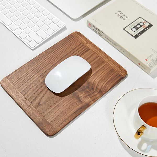 Poggia Mousepad in legno massello di noce nera per ufficio Tappetino per mouse in legno liscio con protezione ambientale 238x178x5mm