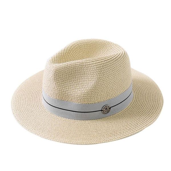 Cappelli a tesa avara Summer Casual Sun For Women Fashion Lettera M Jazz Straw Man Beach Cappello Panama all'ingrosso e al dettaglio