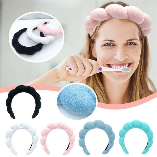 Einfarbig Wolke Schwamm Stirnband Versed Weiche Puffy Retro Haar Bands Frauen Feste Pony Werkzeug Spa Make-Up Haar Hoops Kopfbedeckungen