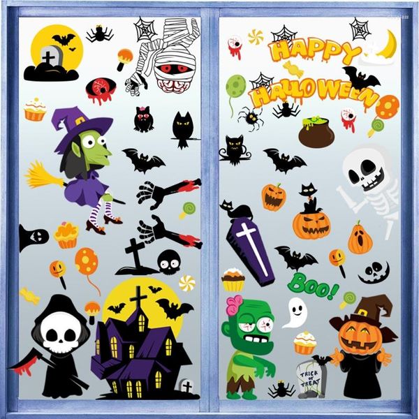 Adesivos de parede 126 folhas decorações de halloween decalques decalques de dupla face decoração