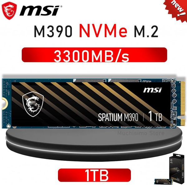 Unidades msi spatium m390 nvme m.2 1tb ssd para notebook laptop 1tb ssd m.2 ssd nvme 1.4 pcie gen3x4 phison e15t 3300MB/s