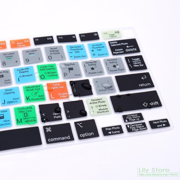 Skins für MacBook Air 13 Zoll 2021 2020 Touch ID A2179 und A2337 M1 Chip Lightroom Shortcut Hotkey Silicon Keyboard Cover Skin
