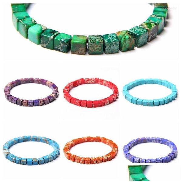 Perlenstrang Klassisches Chakra 6 mm Würfel Imperial Mineralstein Perlen Armband Heilung Glücksenergie Colorf Schmuck Geschenke Drop Lieferung DHYXP