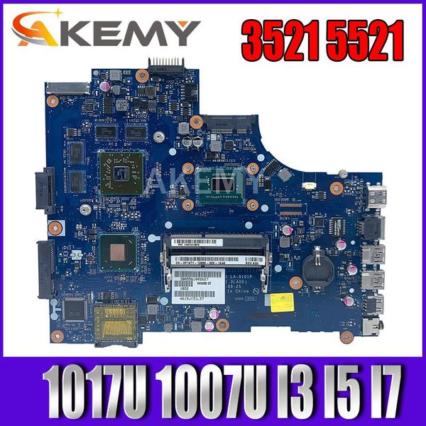 Motherboard für Dell Inspiron 3521 5521 Laptop Motherboard LA9104p LA9101P Mainboard mit 1017U 1007U i3 I5 I7 3th Gen CPU CN00FTK8 077TP7