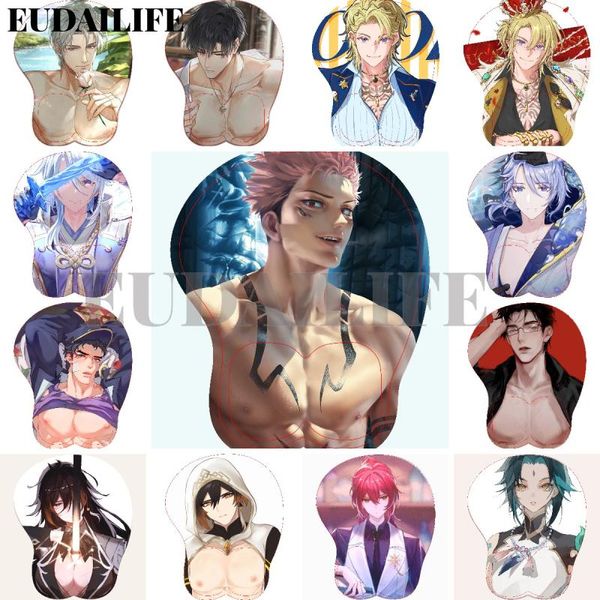 Almofadas Genshin Impact Zhongli Ayato Xiao Jotaro Sukuna 3D Mão Descanso de Pulso Mouse Pad Mouse Pad Silicone Oppai Macio Mouse Tapete Escritório Trabalho