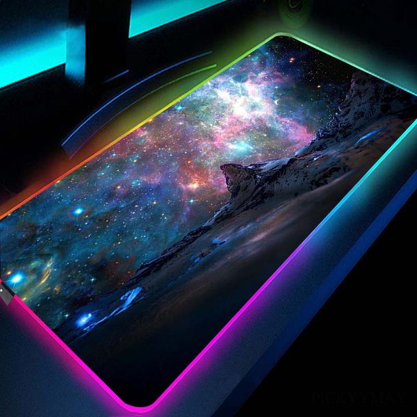 Pedler evren uzay oyuncusu rgb fare ped şirketi led parlak klavye mat büyük led evren fare mat büyük mousepad rgb masa mat