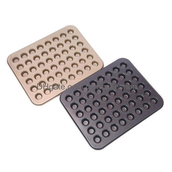 Moldes de cozimento antiaderente 48 buraco de bolo de 48 buraco de aço carbono Mini redonda de bandeja de bandeja de bandeja de bandeja de casal para casal Drop Drop Drop Garden Kitchen Dhtdc