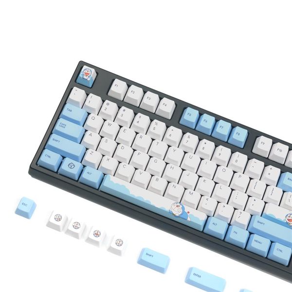 Combos Doraemon PBT -Schlüsselcaps Mechanische Tastatur OEM -Profil Keycap 108 Tastenfarbstoff -Sublimation für Chry MX Switches 104 108 Tastaturen