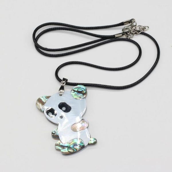 Collane con ciondolo Collana con conchiglia a forma di panda animale carino Collana con ciondoli in madreperla naturale Catena in corda di cuoio per donna Uomo