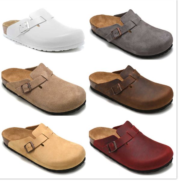 Novo designer de chegada Boston Summer Cork Slippers Designs de moda de couro Sandálias de praia favoritas Taços casuais para homens homens respiráveis ​​Design 98ess