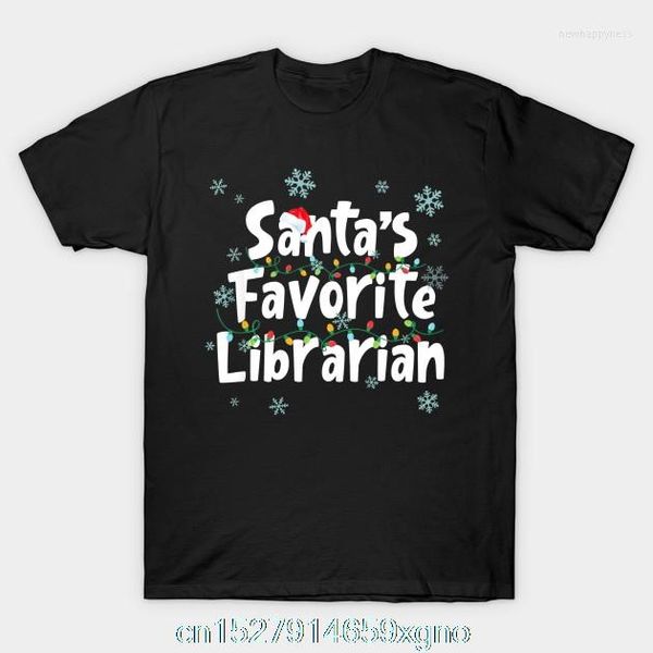 Magliette da uomo Stampate Babbo Natale preferito Bibliotecario Divertente ornamenti natalizi T-shirt Camicia da uomo Maglietta in cotone O-Collo Manica corta Donna