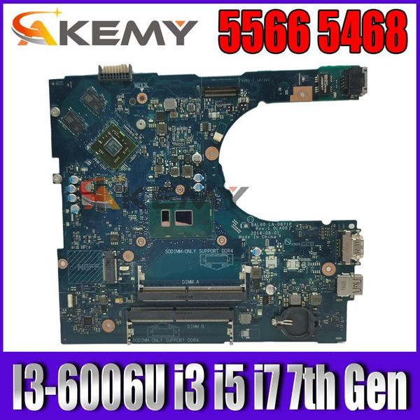 Dell Inspiron için Anakart 5566 5468 Dizüstü Bilgisayar Anakart 0KKKCP 09DT3W CN0DPC8T LAD871P W/ I36006U I3 I5 I7 7th Nesn CPU Ana Kurulu