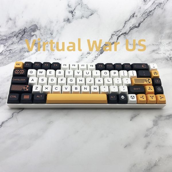 COMBOS Virtual War Keycap inglese XDA Altezza PBT Sublimation CIY Custom KeyCap Adatto per la tastiera da gioco meccanica 61/84/87/98/104