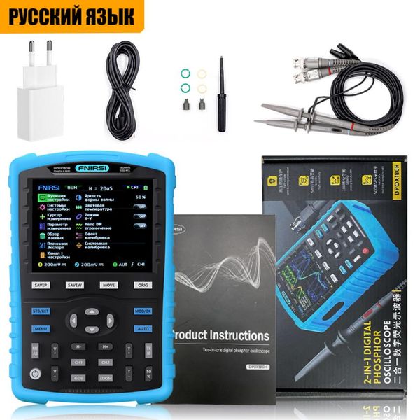 FNIRSI DPOX180H Handheld Phosphor Digital Oszilloskop 180 MHz -3 DB 50000 wfms/s Zweikanal 20 MHz Signalgenerator ZOOM XY FFT