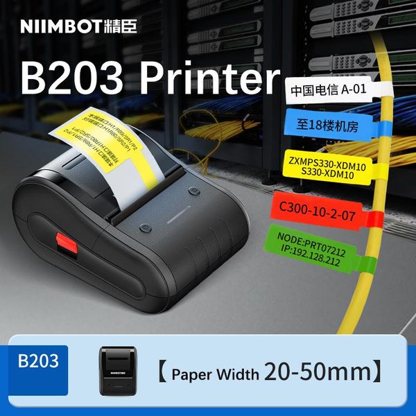 Принтеры B203 Принтер Niimbot Thermal Label Printer Plus бумажные рулоны мини -адхайные ручные штрих -кодовые стикеры Niimbot B203 Тот же B21