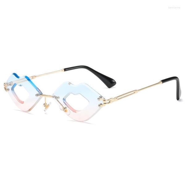Güneş Gözlüğü 2023 Retro Renkli Çıkarsız Dudaklar Kadın Moda Şeffaf Gradient Kişilik Gözlük Erkekler Punk Güneş Gözlükleri Gölgeler UV400