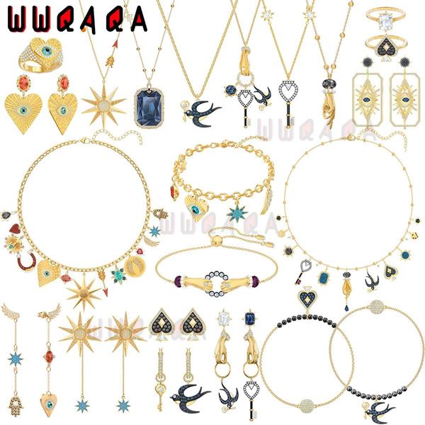 Set 2023 Swa New Trend Fine Jewelry Sets Fascino delicato Oro Sole Cuore Carte da gioco Orecchini da donna in cristallo austriaco con