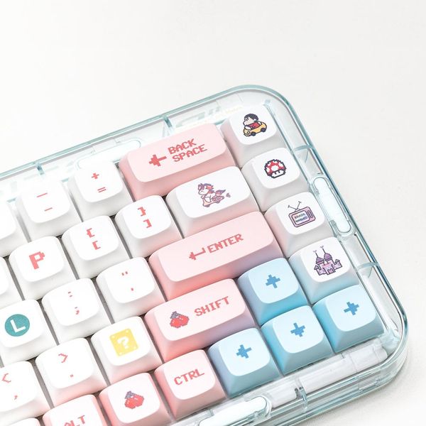 Комбинации KBDiy PBT Keycaps Pixel Wars XDA Profile Custom Cute Pink 134 колпачки для клавиш для SK61/GK61 Gamer Механическая клавиатура MX Switches