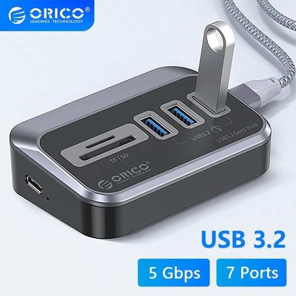 Hubs ORICO USB 3.2 Adaptador de cubo do cubo do cubo de docking Tipo C SPLITTER Multi Ports Vários soquetes 3.0 com leitor de cartão SD OTG para laptop PC