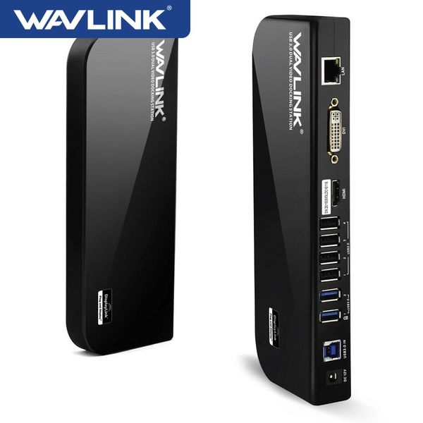 Estações Wavlink 7 USB 3.0/2.0 Portas Universal Docking Station Head até 1080p 2K HD Dockking Station para Mac OS Windows