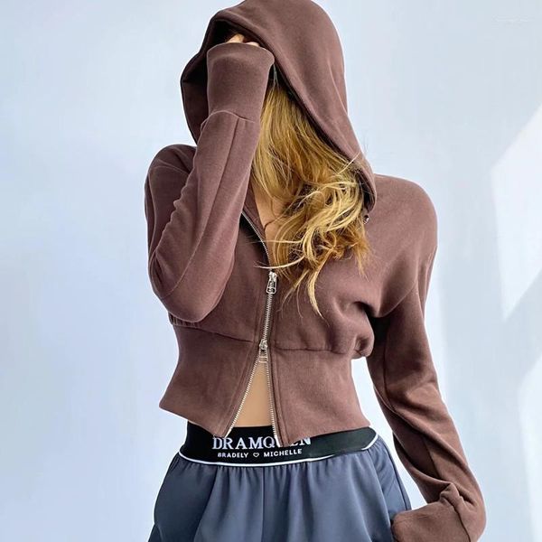 Kadınlar İki Parçalı Pantolon Brandy Jennifers Vücut Ceket Takipleri Kadınlar Y2K Sevimli Hoodies Velvet Kawaii Outerwear Çift Zip Yukarı Sokak Giyim